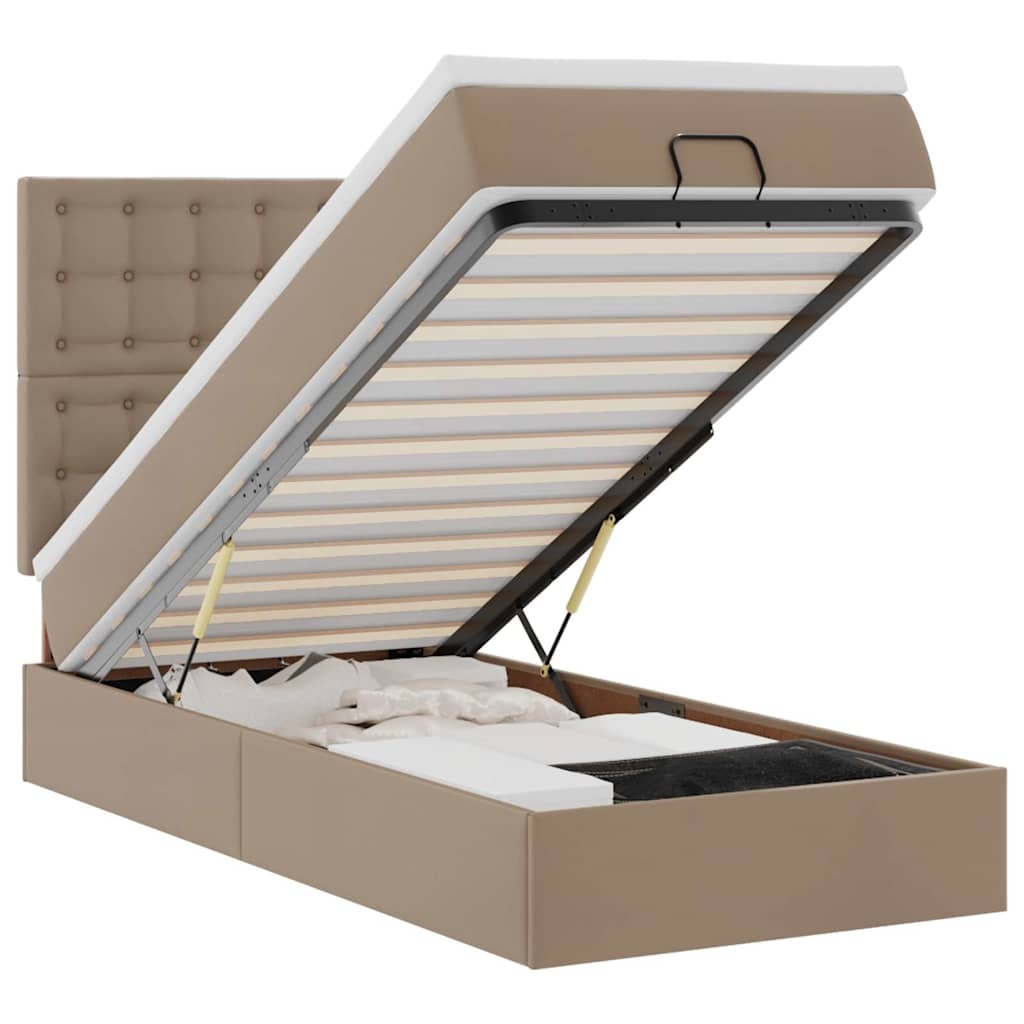 vidaXL Ottoman-Bett mit Matratze & LEDs 90x200 cm Kunstleder Image