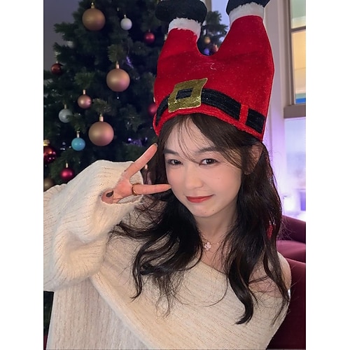 Weihnachtselfen- und Weihnachtsmannmützen für Damen mit lustigem Design, Party-Accessoires für die Feiertage, in mehreren Farben erhältlich Image