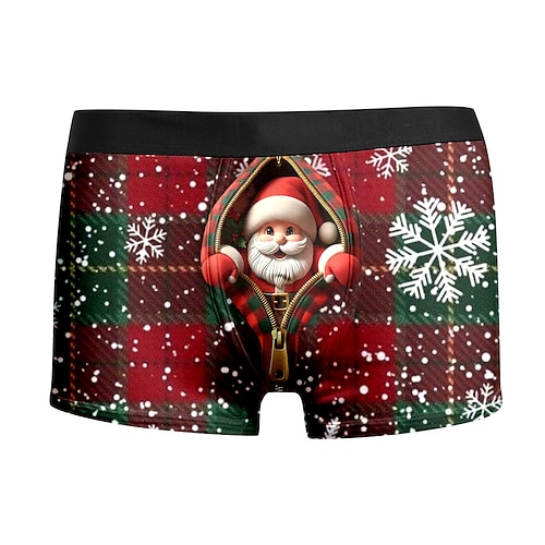 Weihnachten Kurze Boxershorts Unterwäsche Weihnachtsgeschenk Weihnachtsmann Grafik Neuartige Komisch für Herren Erwachsene 3D-Druck für Weihnachten Karneval Neujahr Party Image