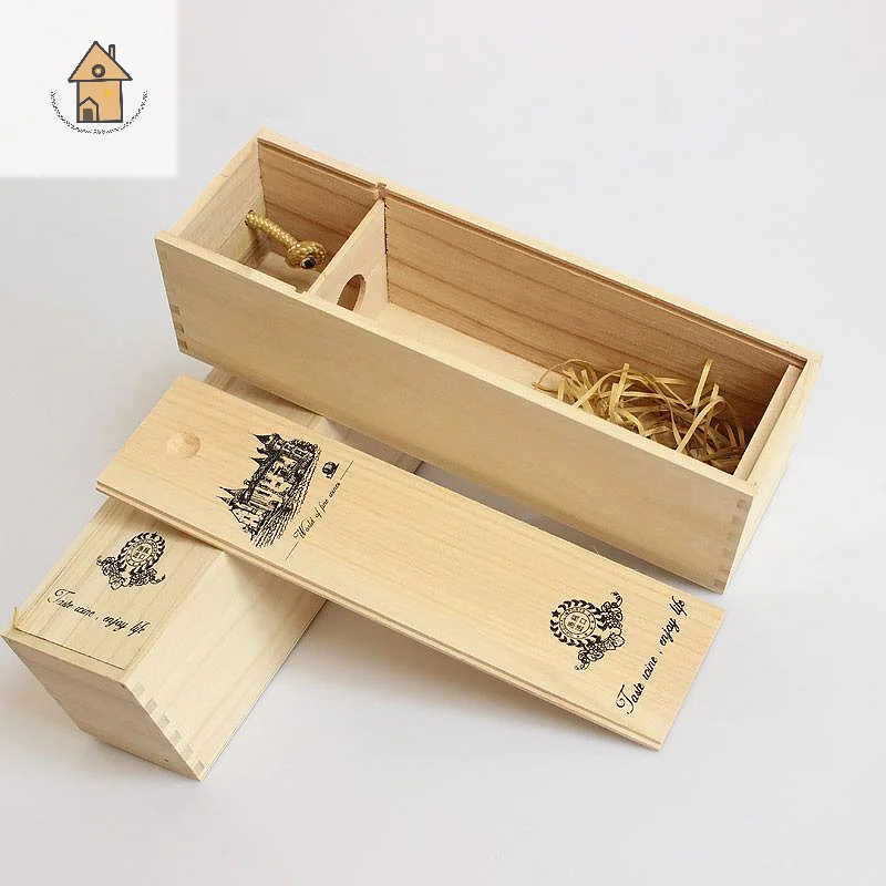 Einzelflasche Weinkiste aus Holz mit Deckel, dekorative Holzmaserung, wiederverwendbare Wein-Aufbewahrungsbox, Wein-Aufbewahrungsbox aus Holz, Weinkiste aus Holz