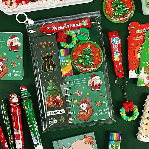 Weihnachtsschreibwarenset Studenten kreative Weihnachtsgeschenke schönes Briefpapierpaket Schulbedarf mit Weihnachtsmotiv Image