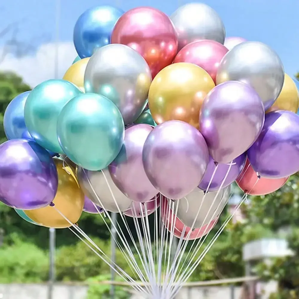 50 Stück 5/10/12 Zoll Metallic Gold Silber Blau Grün Lila Latexballons für Hochzeit Geburtstag Party Helium & Air Chrome Dekor Image