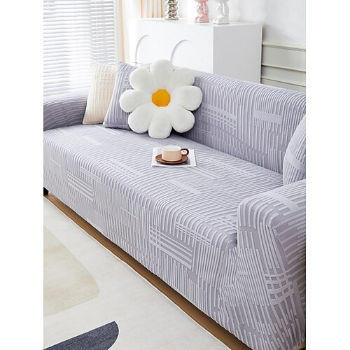 1 Stück winterwarmer, plüschiger, einfarbiger, elastischer Sofabezug – moderner, minimalistischer, rutschfester, universeller Sofaschutz, geeignet für L-förmige Sofas und 1/2/3/4-Sitzer-Sofas Image