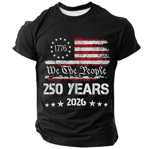 US Amerika 250 Jahre Jubiläum Patriotic T-Shirt Wir das Volk 250 Jahre 1776 2026 USA Flagge Grafik Unabhängigkeitsfeier Tee für Männer Kleidung Bekleidung S M L XL XXL XXXL Image