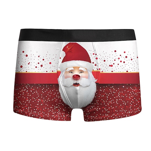 Weihnachten Kurze Boxershorts Unterwäsche Weihnachtsgeschenk Weihnachtsmann Grafik Neuartige Komisch für Herren Erwachsene 3D-Druck für Weihnachten Karneval Neujahr Party Image
