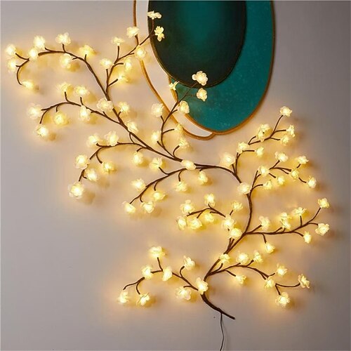 1 Pc USB Weidenrankenlichter 8 Modi 72/96/144LEDS Warmweißes Licht für Wand Zimmer Küche Café Halloween Deko Image