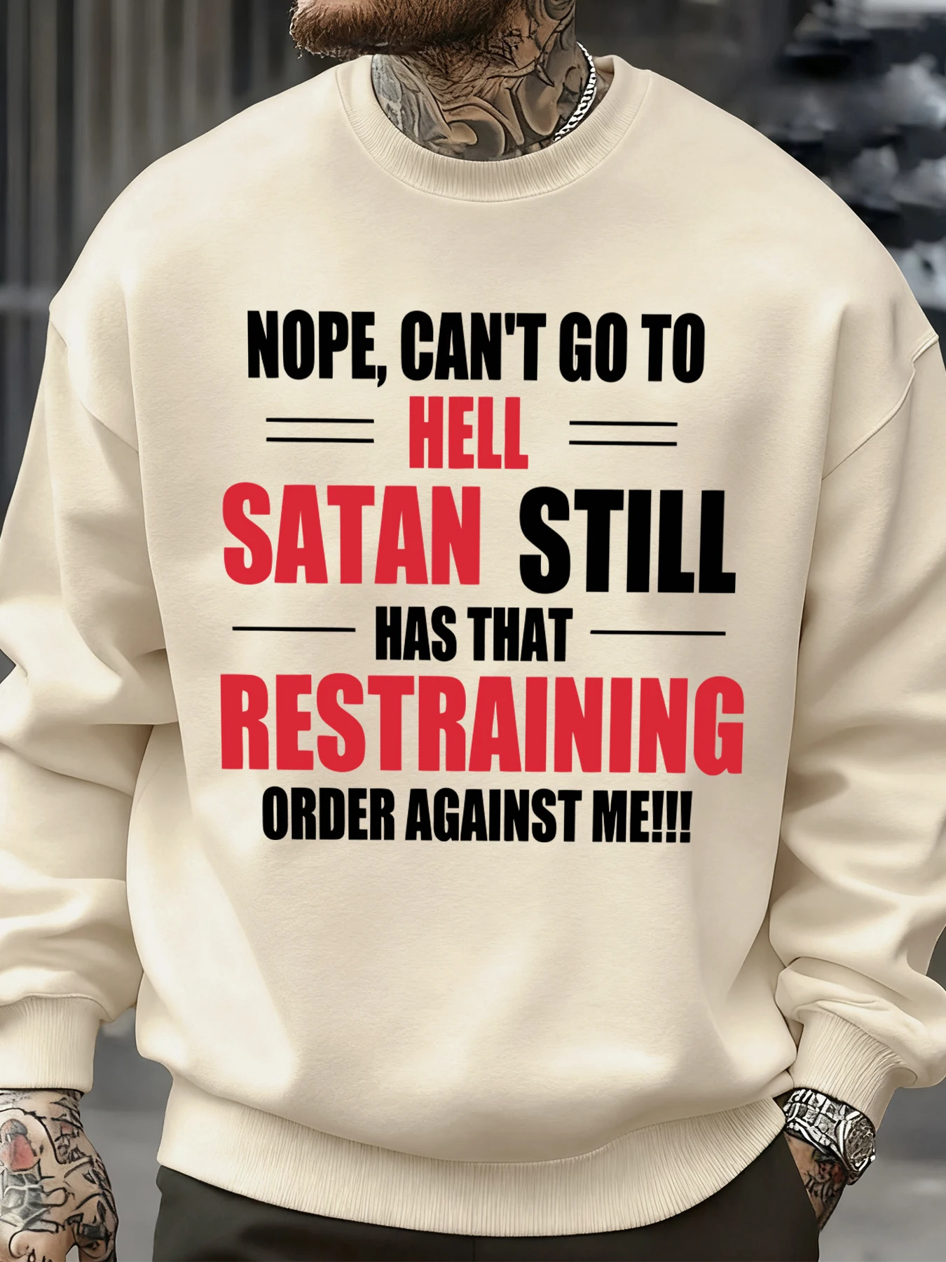I Can'T Go To Hell Lustiges Design-Sweatshirt für Herren, Hip-Hop-Pullover mit Rundhalsausschnitt, Street-Oversize-Kleidung, modische Fleece-Sportbekleidung
