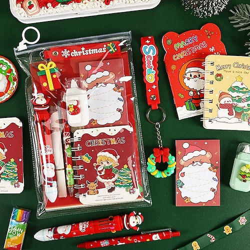 Weihnachtsschreibwarenset Studenten kreative Weihnachtsgeschenke schönes Briefpapierpaket Schulbedarf mit Weihnachtsmotiv Image