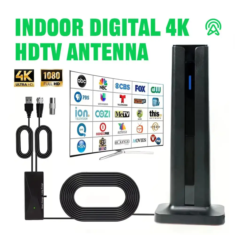 Verstärkte TV-Antenne für den Innenbereich, 200+ Meilen Reichweite mit High-Gain-Signalverstärker für alle Smart TV 4K 1080P HDTV und digitale Kanäle Image