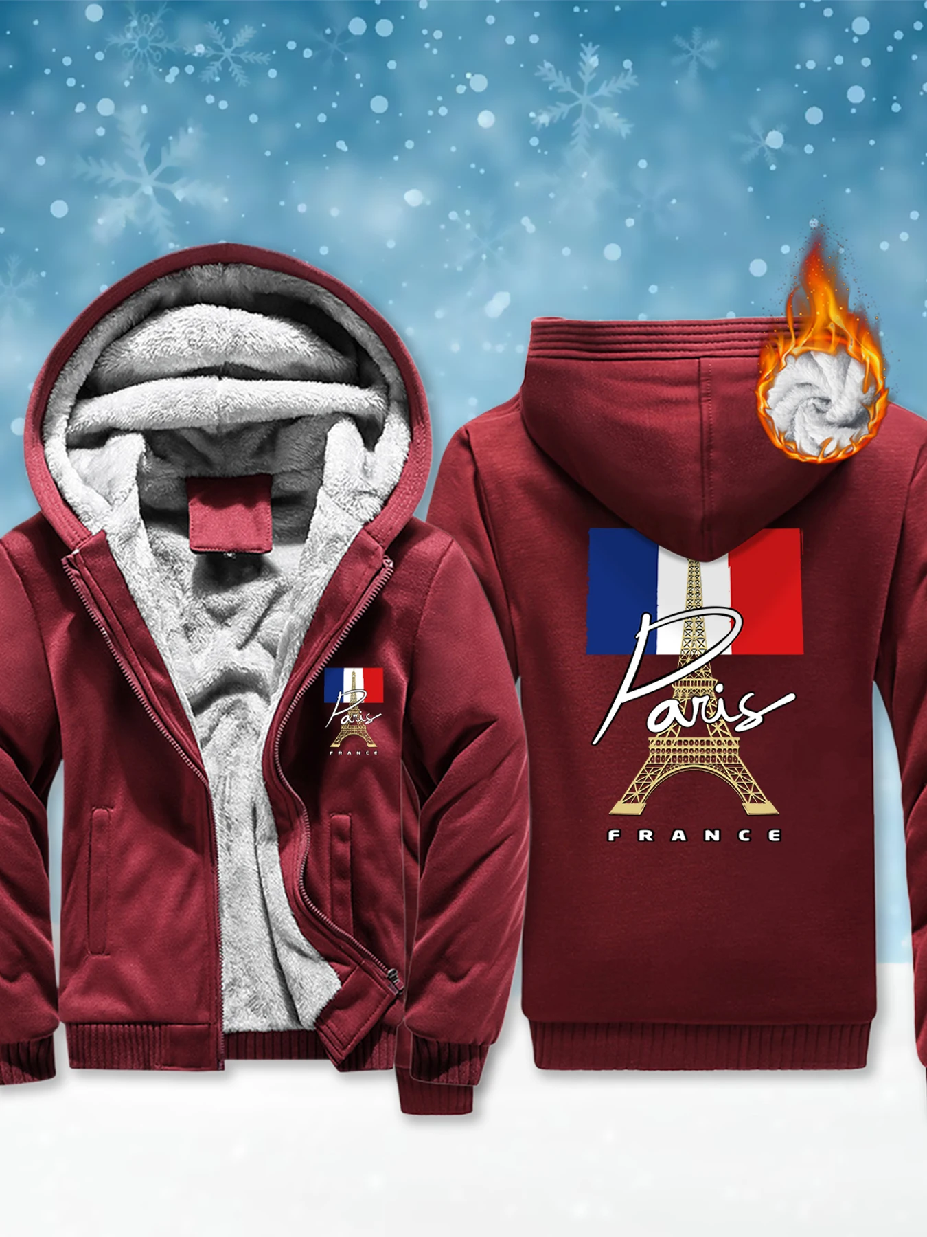 Frankreich Paris Turm Druck Mann Pullover Casual Fleece Streetwear Warme Hohe Qualität Mantel Outdoor Winter Bequeme Sweatshirt
