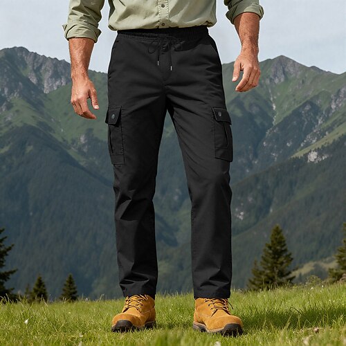 Herren Cargo-Hosen Hose Mehrere Taschen Elastischer Kordelzug in der Taille Einfach tragbar Outdoor Täglich Campen und Wandern Mode Klassisch Schwarz Armeegrün Image