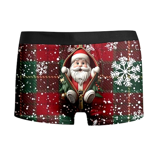 Weihnachten Kurze Boxershorts Unterwäsche Weihnachtsgeschenk Weihnachtsmann Grafik Neuartige Komisch für Herren Erwachsene 3D-Druck für Weihnachten Karneval Neujahr Party Image