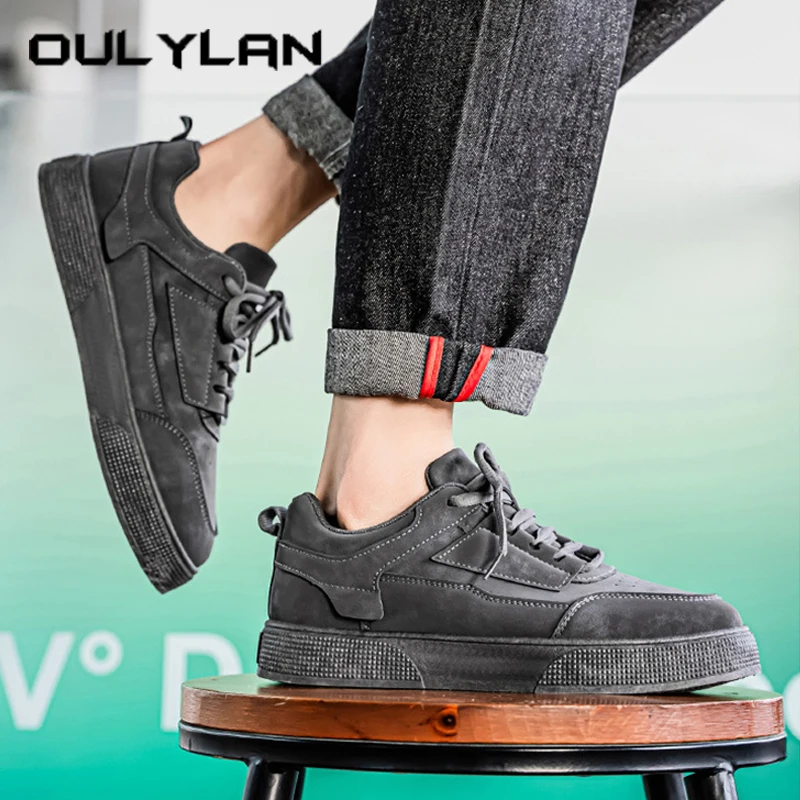 Oulylan Outdoor Casual Sport Board Schuhe Anti Slip Lace Up Sport Schuhe Reine Farbe Atmungsaktive Turnschuhe Große Größe 39 bis 48