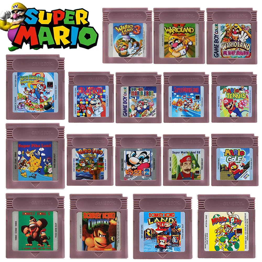 New Mario GBC 16 Bit Game Video Game Cartridge Console16 Bit Game Card Wario Land Donkey Kong Wario Land 2 Yoshi for GBC Mario