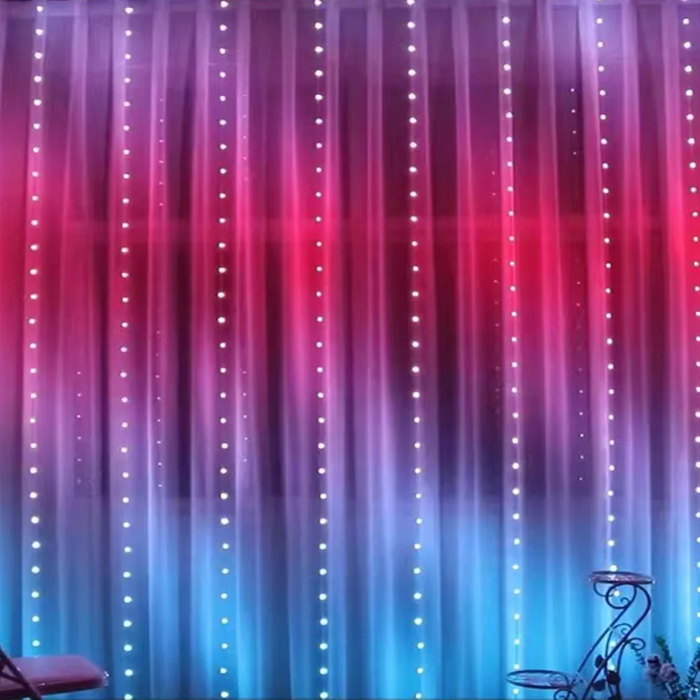 3M RGB Smart LED Vorhang Lichter Weihnachten Decor APP Fernbedienung USB Girlande String Licht Fee Lampe Hochzeit Urlaub Schlafzimmer im Freien Image