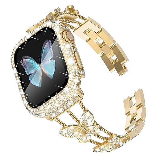Schmuck Armband Kompatibel mit Apple Watch Armband 38mm 40mm 41mm 42mm 44mm 45mm 49mm Damen Glitzer Bling-Diamant Edelstahl Ersatzarmband für iwatch Ultra 3 2 Series 11 10 9 8 7 SE 6 5 4 3 2 1 Image