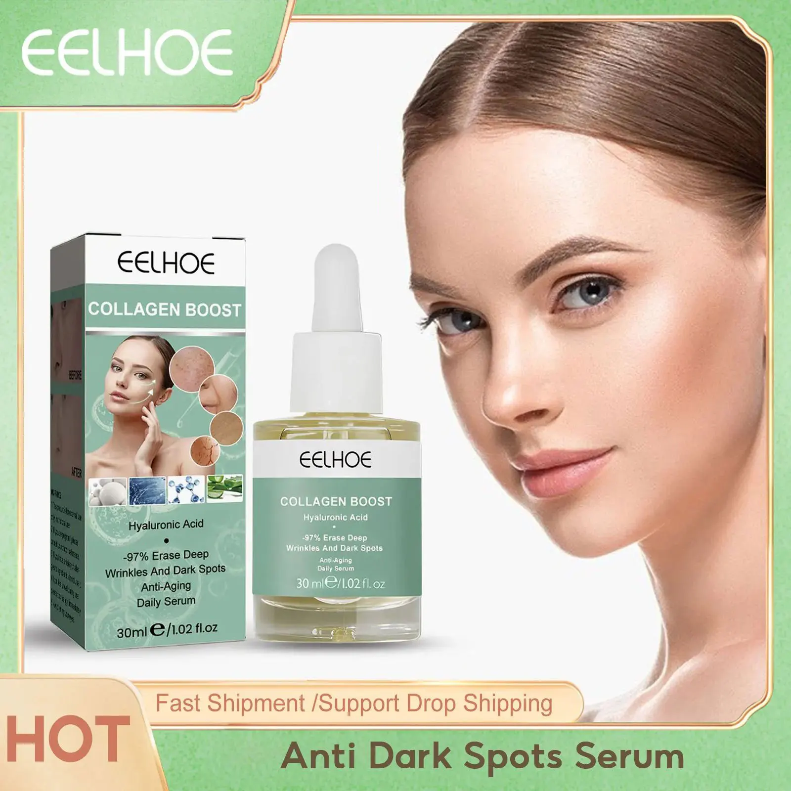 Anti-Dunkle Flecken-Serum, verblasst feine Linien, Falten entfernen, trockene Haut verbessern, feuchtigkeitsspendend, glatte Haut, Kollagen, Anti-Aging-Essenz, 30 ml Image