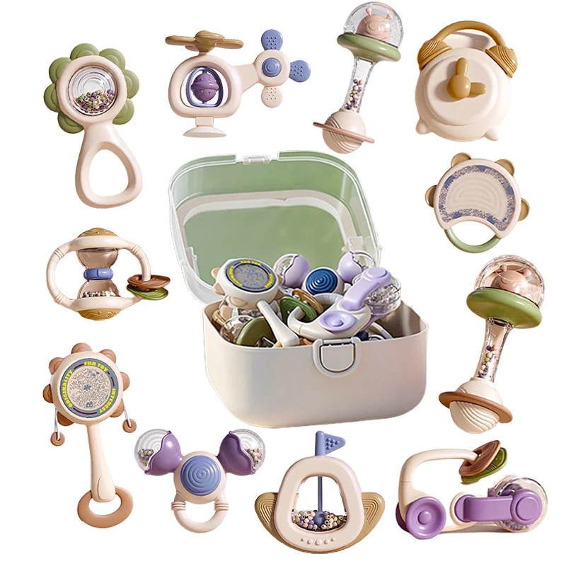 Baby Zahnen Spielzeug 10Pc Hand-Gehalten Spielzeug Set Partikel Fühlen Food-Grade Silikon Material Sensorische Entwicklung Tablett Spielzeug baby Geschenke