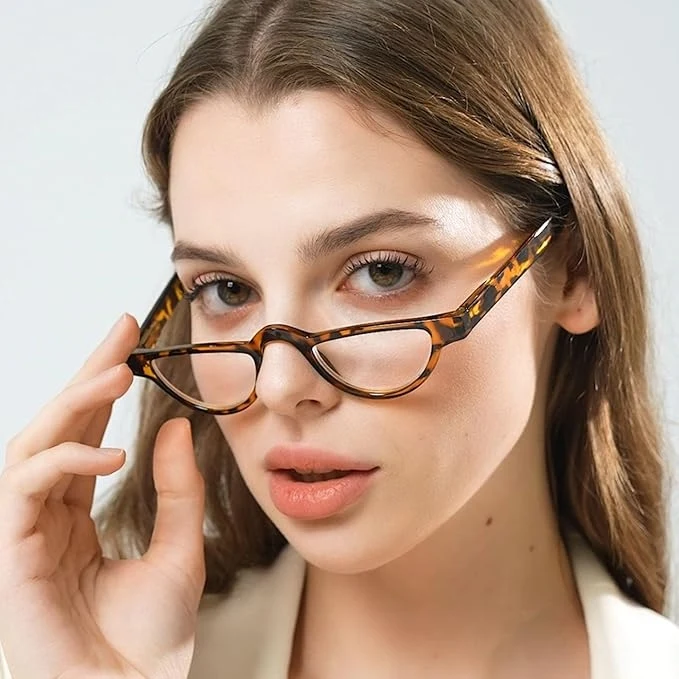 Half Moon Kunststoff Lesebrille Ultraleicht Halb Rahmen Frauen Männer Presbyopie Optische Brillen Unisex Lesen Brillen Dioptrien Image