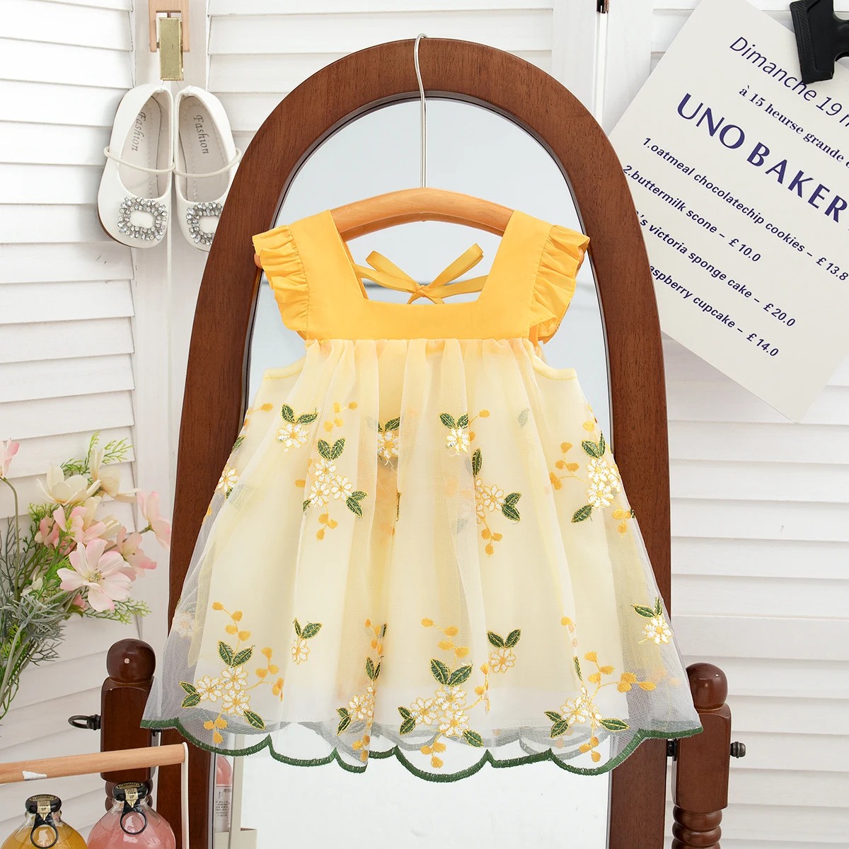 Sommer Baby Mädchen Prinzessin Kleid Blume bestickt Gaze Kleid für Neugeborene Mädchen Baby Kleidung Image