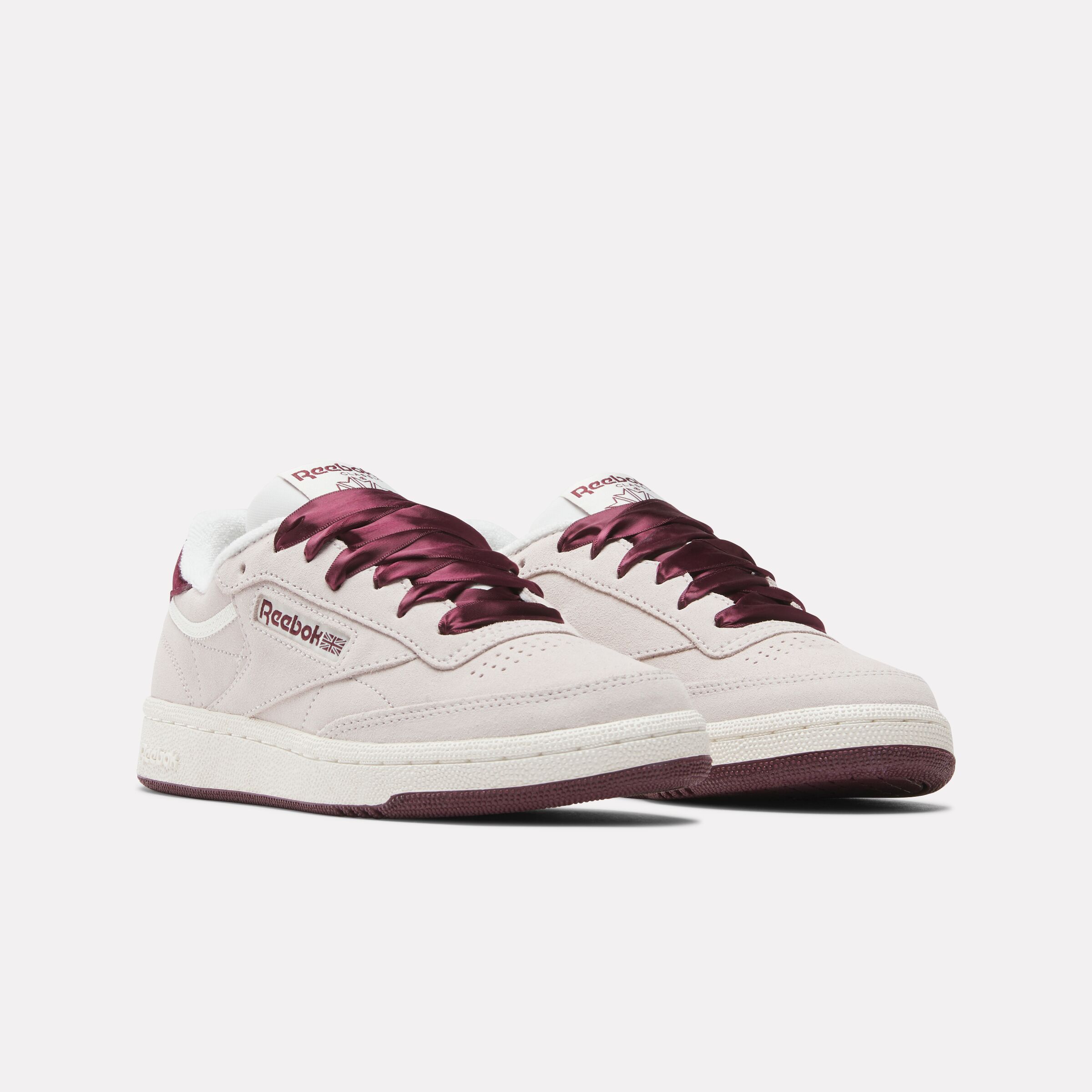 Sneaker REEBOK CLASSIC "CLUB C 85", Damen, Gr. 42,5, luxegrau, schwarzcherry, chalk, Leder, Textil, Schuhe Sneaker