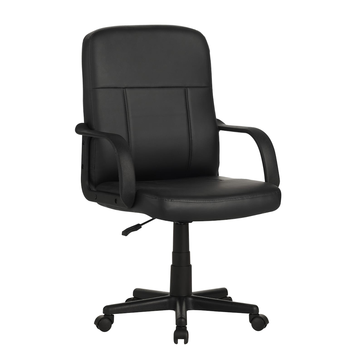 Ergonomischer Schreibtisch-Drehstuhl/Bürostuhl in schwarzem PU-Gewebe - Naylonstruktur - höhenverstellbar - maximale Höhe 104 cm Image