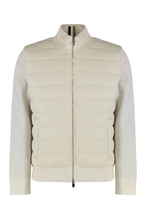 Cardigan With Padded Front Panel - Natural - Boss Knitwear