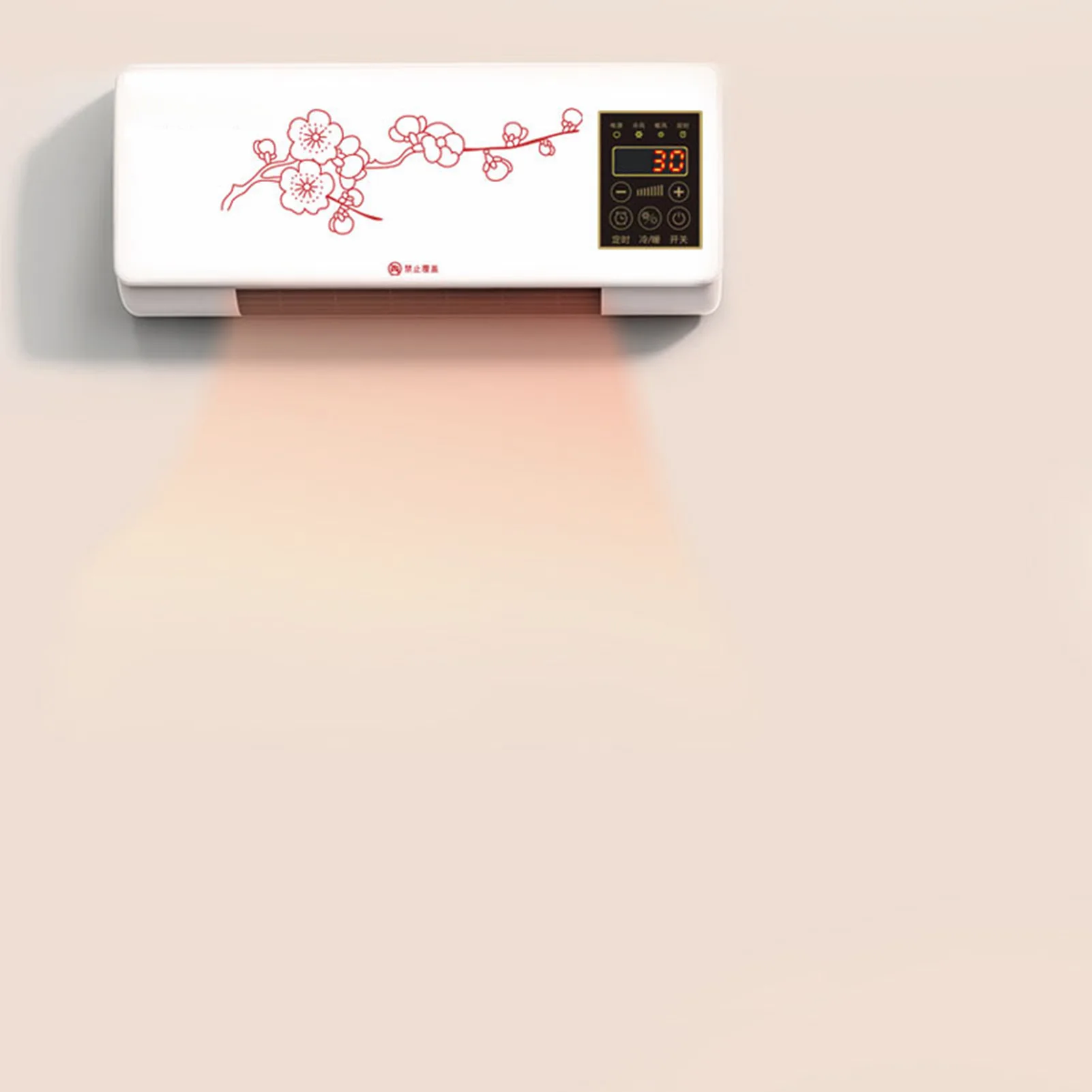 Kleine wandmontierte Klimaanlage, wandmontierte Heizmaschine, wasserabweisend, Zeiteinstellung, kleine natürliche Wind-Heizlüfter