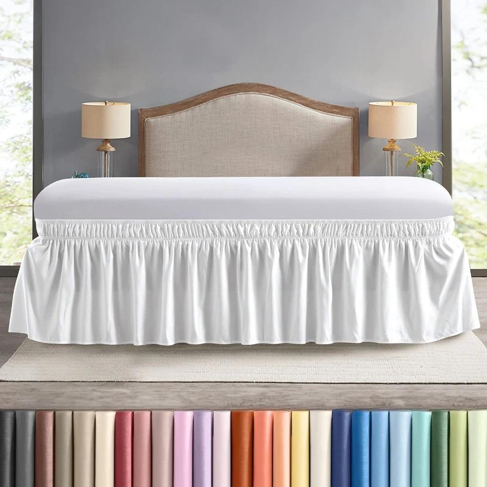 Bed Skirt Elastic Wrap Around Wrinkle Fade & Shrink Resistant Bed Skirt Bed Skirts for Adjustable Bed Easy Fit Dust Ruffle