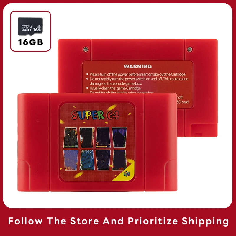 340 jeux en 1 Super64 pour cartouche de jeu N64 pour console de jeu vidéo N64 avec carte 16G pour Nintendo 64