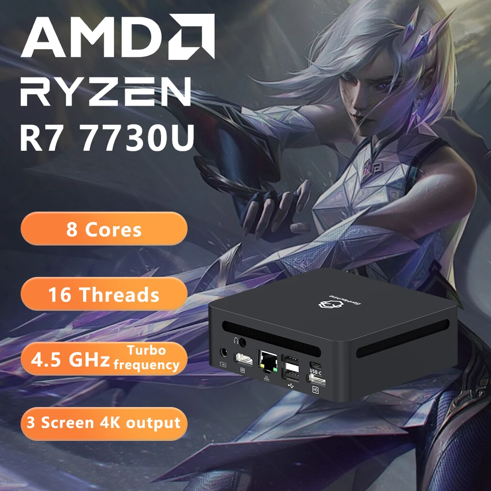 GenMachine AMD Ryzen 7330U 7530U 7730U MINI PC Windows 11 DDR4 3200Mhz 256/512GB M.2 SSD WIFI6 BT5.2 Desktop pc game Comput