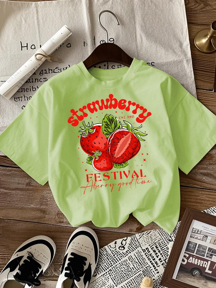 Erdbeere Festival A Berry Good Time Print Frauen T Shirts Hip Hop Sommer T-Shirt Casual Oversize Kleidung All-Match Baumwolle top
