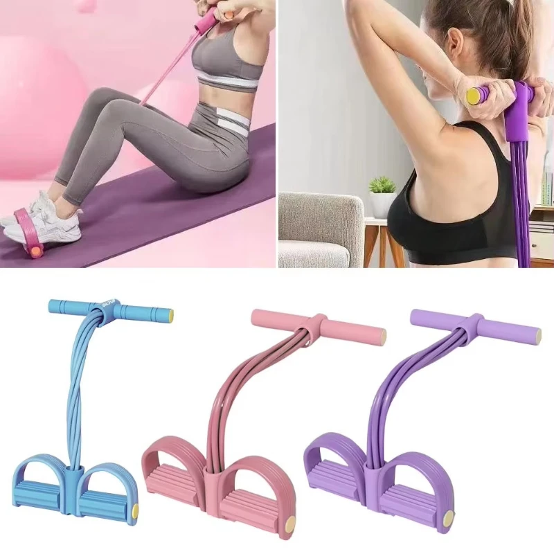 Fasce di resistenza a 6 tubi Fasce per fitness con corda di tensione multifunzione Estrattore per pedali yoga elastico a 6 tubi per esercizi sportivi in palestra