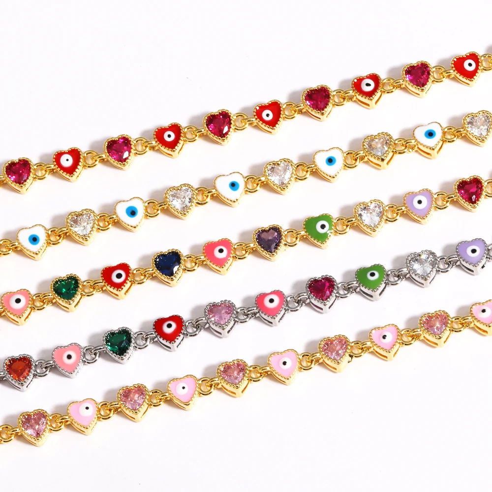 Gothic Regenbogen Evil Eye Armbänder Für Frauen Edelstahl Gold Farbe Kette Kubikzircon Armband Sommer Strand Schmuck