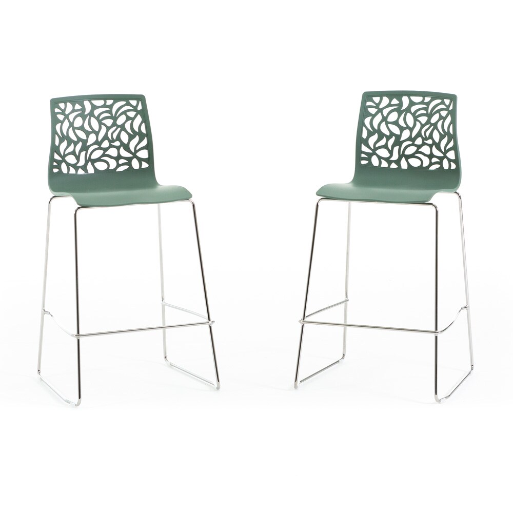 RATTATAN 2er-Set Barhocker aus Polypropylen mit Metallbeinen, modernes und elegantes Design – ideal für Bar, Restaurant oder Küche – Anna XL – Salbei