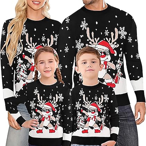 Pulls de Noël moches pour couples et familles Pull de Noël moche Pull père Noël Noël pour Unisexe Adultes Enfant Noël Nouvel An Soirée Noël Haut