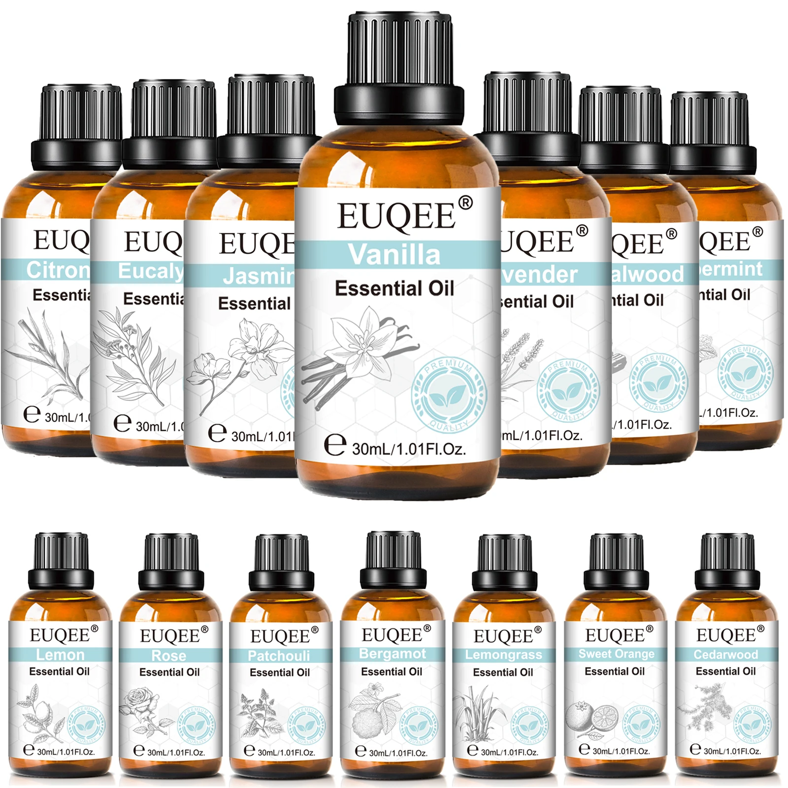 30 ml reines ätherisches Öl Vanille Lavendel Minze Rose für Aromatherapie Luftbefeuchter Duft Kerze Weihrauch Patchouli Duftöl Image