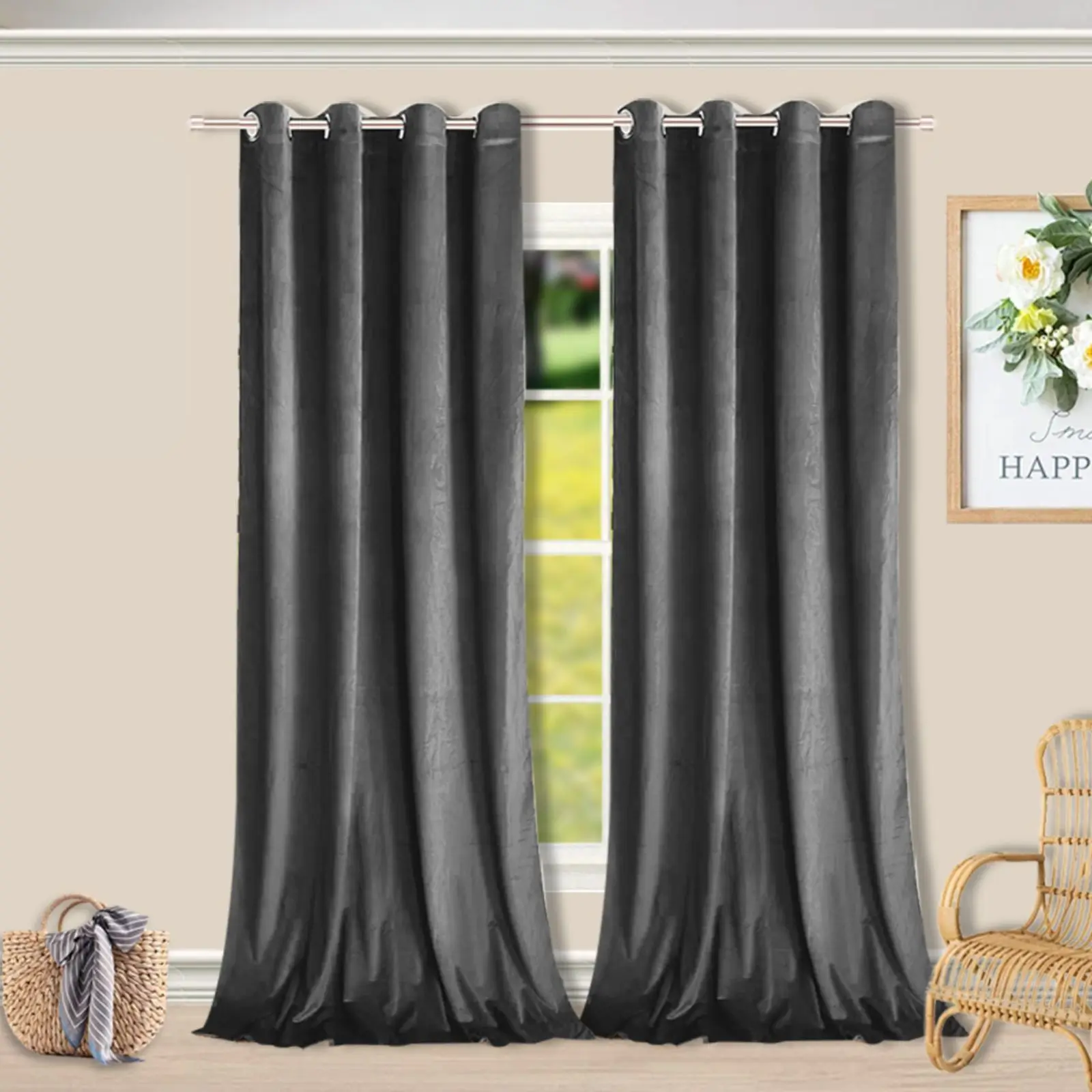 Nordische graue holländische Samtverdunkelungsvorhänge für Büro, Wohnzimmer, Schlafzimmer, Urlaub, Winter, Weihnachtsdekoration Image