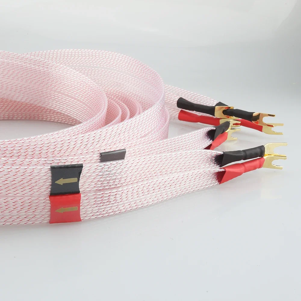 Hohe Qualität Audiocrast FC02AG Silber Überzogene Lautsprecher Kabel HIFI Lautsprecher Kabel Spaten Stecker Links Rechts Image