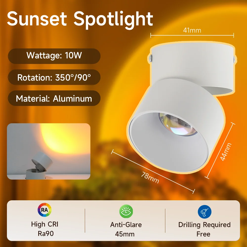 LED Strahler Sonnenuntergang Decke Licht Oberfläche Montiert Decke Lampe 220V Hause Stimmung Licht Für Wohnzimmer Party COB downlight