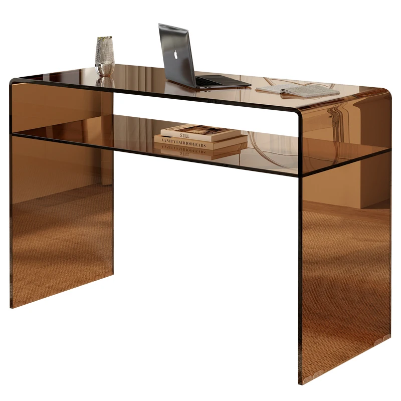 Schreibtisch aus Glas, rechteckiger Tisch, moderner, einfacher Computertisch, kleiner Heimschreibtisch, Schreiben, Studentenstudie