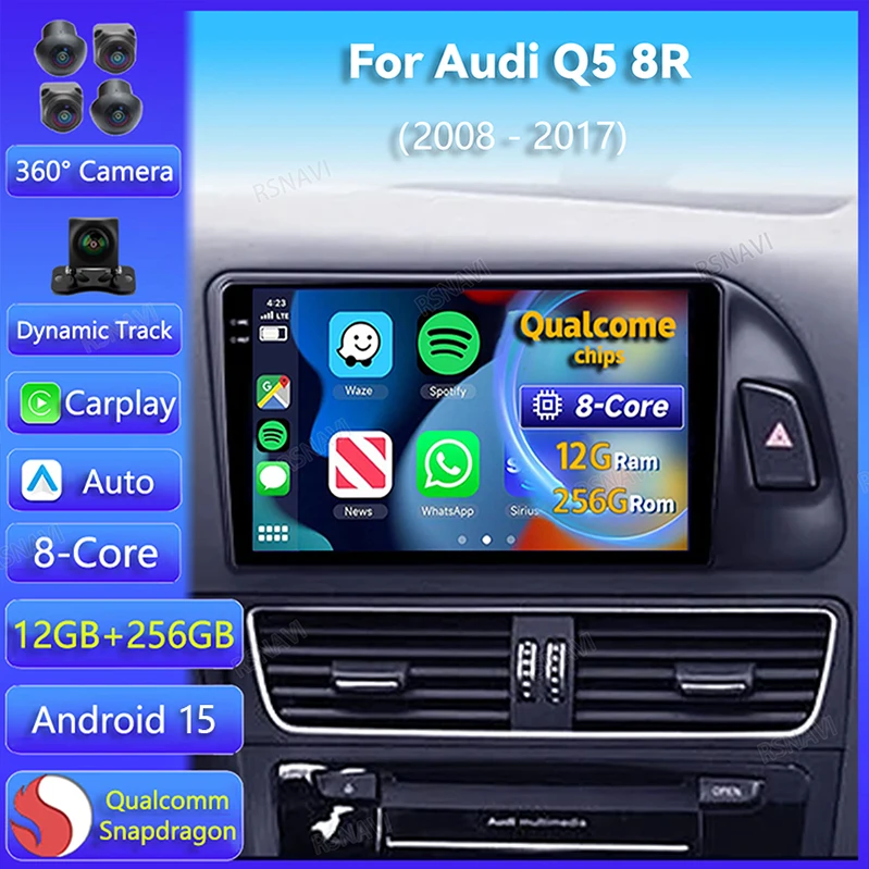 Android 15 Carplay Auto Für Audi Q5 8R 2008 2009 - 2017 Auto Radio GPS Player Multimedia DSP Navigation kopf Einheit BT Video Stereo Image