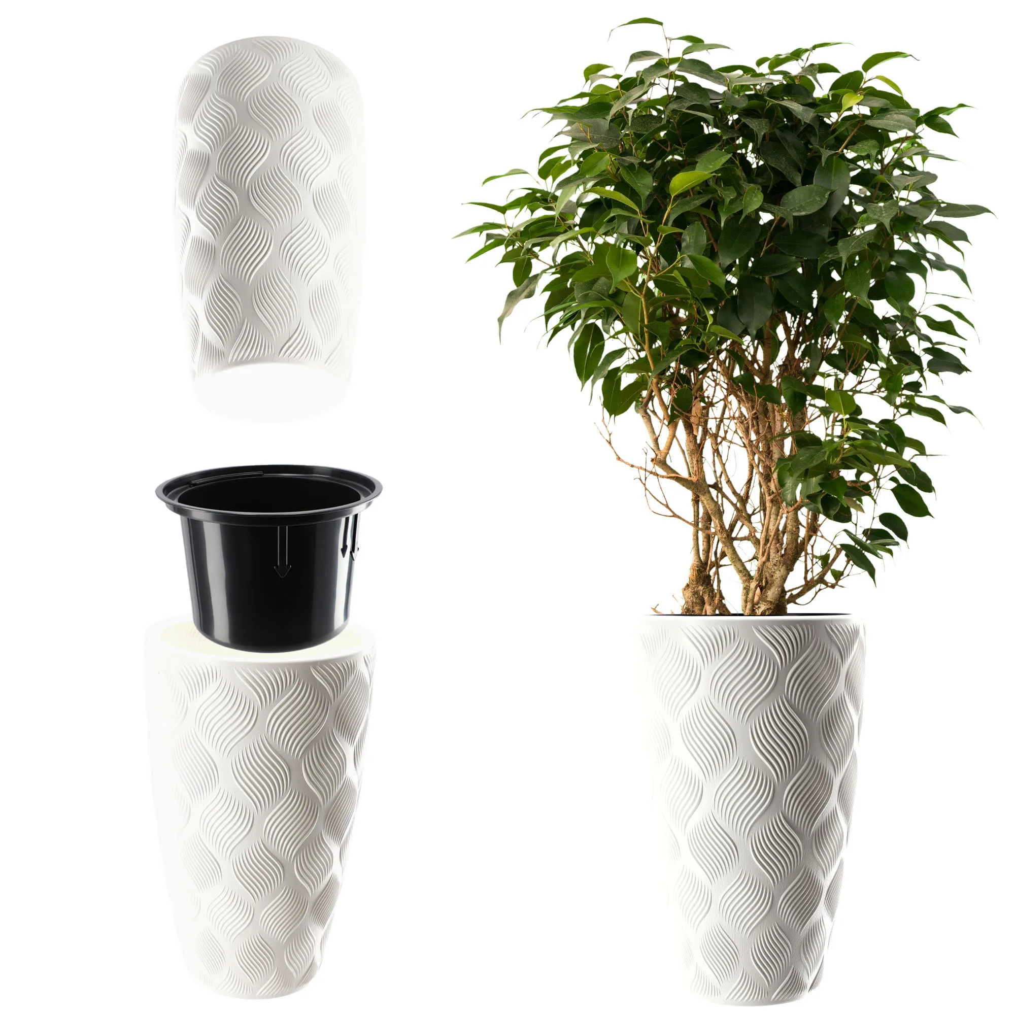 KADAX Donica mit Intarsien Gartentopf Weiß 48,5 cm Image