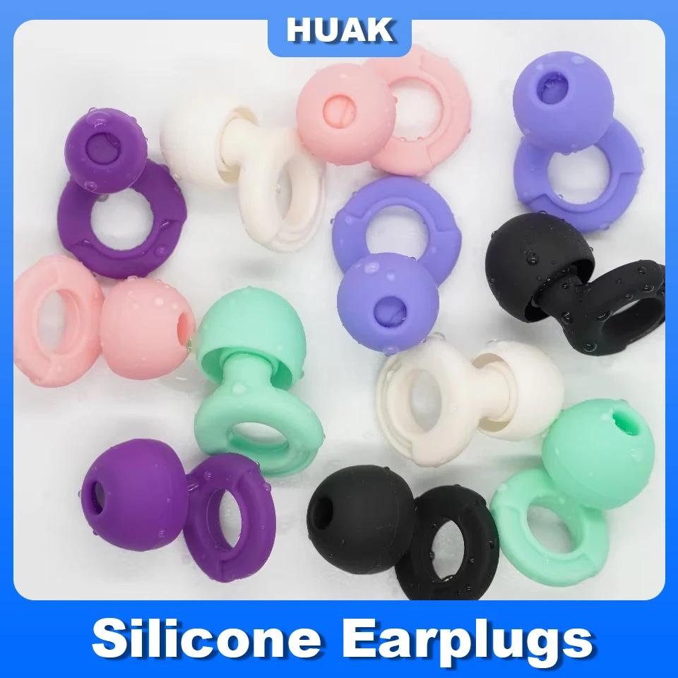 HUAK wiederverwendbare Silikon-Ohrstöpsel – superweich für Geräuschreduzierung und Gehörschutz, 8 Ohrstöpsel in XS/S/M/L zum Schlafen und Schwimmen Image