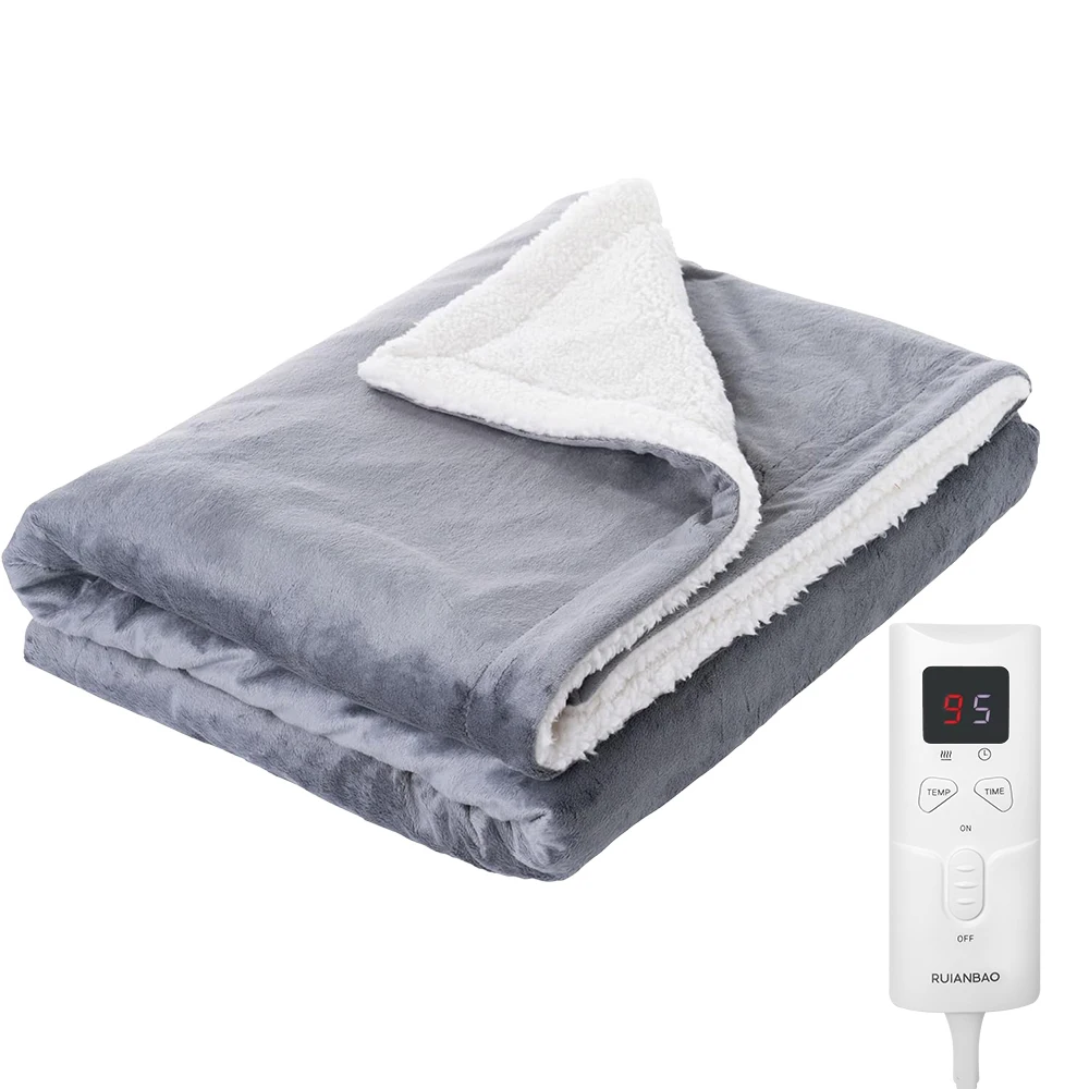 Heizdecke, Überwurf, Flanell-Heizdecke, Decke mit 9 Heizstufen und 5-Stunden-Auto-Off-Timer, maschinenwaschbar, elektrisch Image