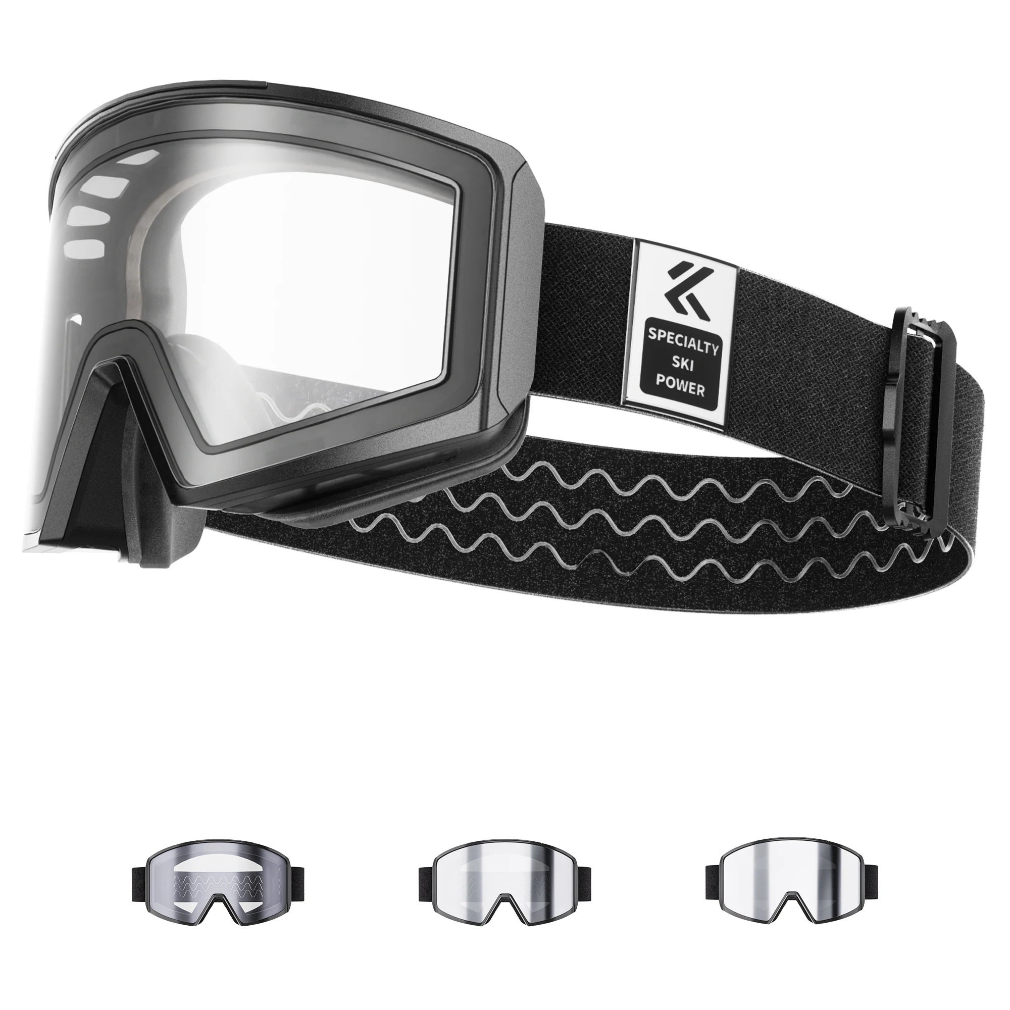 Kapvoe Skibrille, photochromes Snowboard, Antibeschlag, für Herren, Radfahren, Sonnenbrille, Damen, UV400-Schutz, Schneebrille, Schneemobil Image