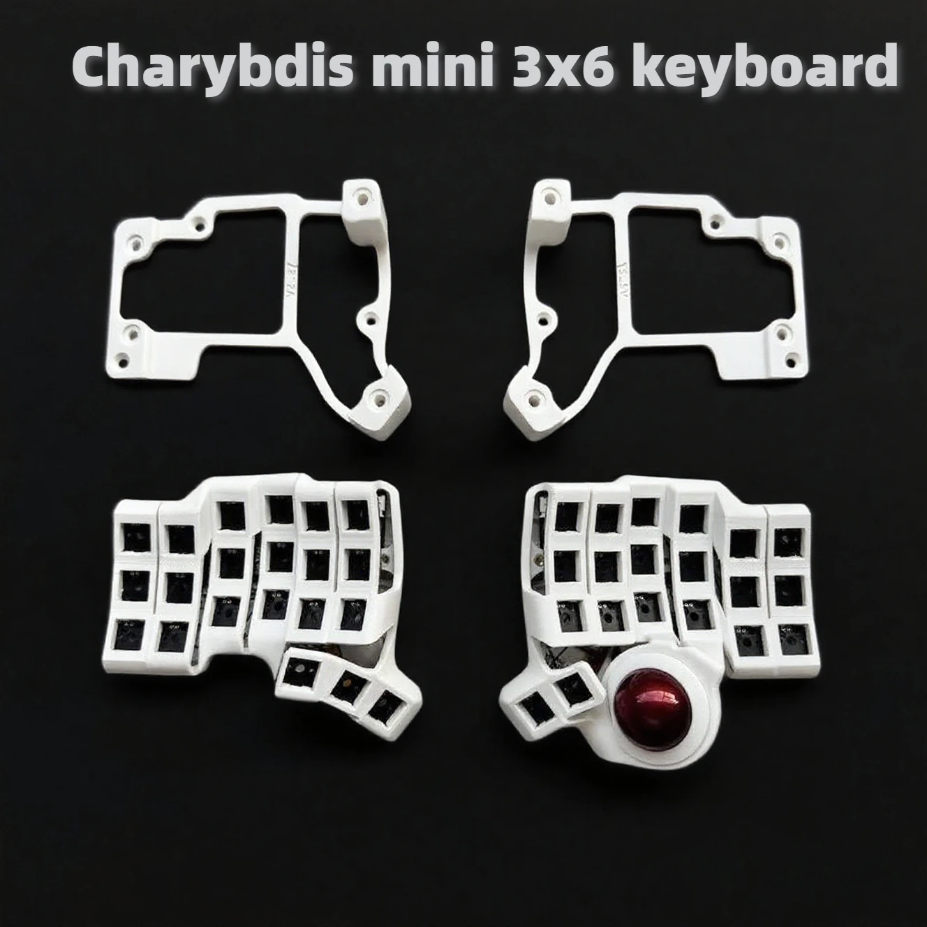 3x6 Charybdis Mini Split Keyboard Kit Custom Wireless TBK Mini Mechanical Keyboard Kit Hotswap Gaming Bluetooth Keyboard Black Image
