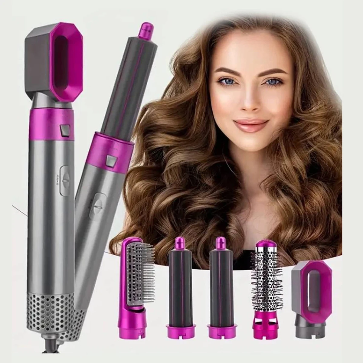 Heißluftbürste 5-in-1-Haartrocknerbürste Negativ-Ionen Abnehmbarer Haartrockner Styler Air Culer Wand Haarglätter Bürste Schlag Image