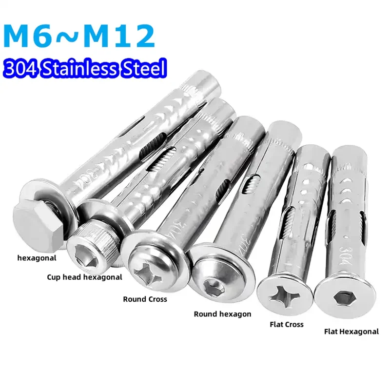 304 Edelstahl Sechs kant buchse Käsekopf Expansions schrauben explosions geschützte Expansions beton anker Befestigungs schrauben M6-M12 Image
