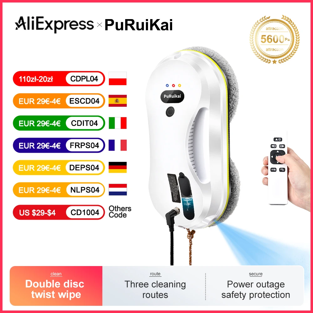 Household window automatic water spray cleaning robot vacuum cleaner remote control electric window wiper household glass wiper